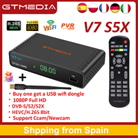 GTMEDIA V7S5X Satellite Receiver 1080P Full HD PVR TV Box DVB-S/S2/S2X HEVC H.265 with USB WIFI VCM ACM BISS auto roll Set Top