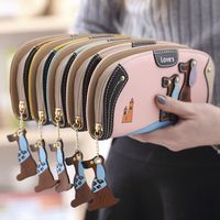 Women Coin Purse Cartoon Dog Designer Leather Cute Coin Purse Long Zipper Card Holder Wallets Big Capacity Female Wallet Clutch