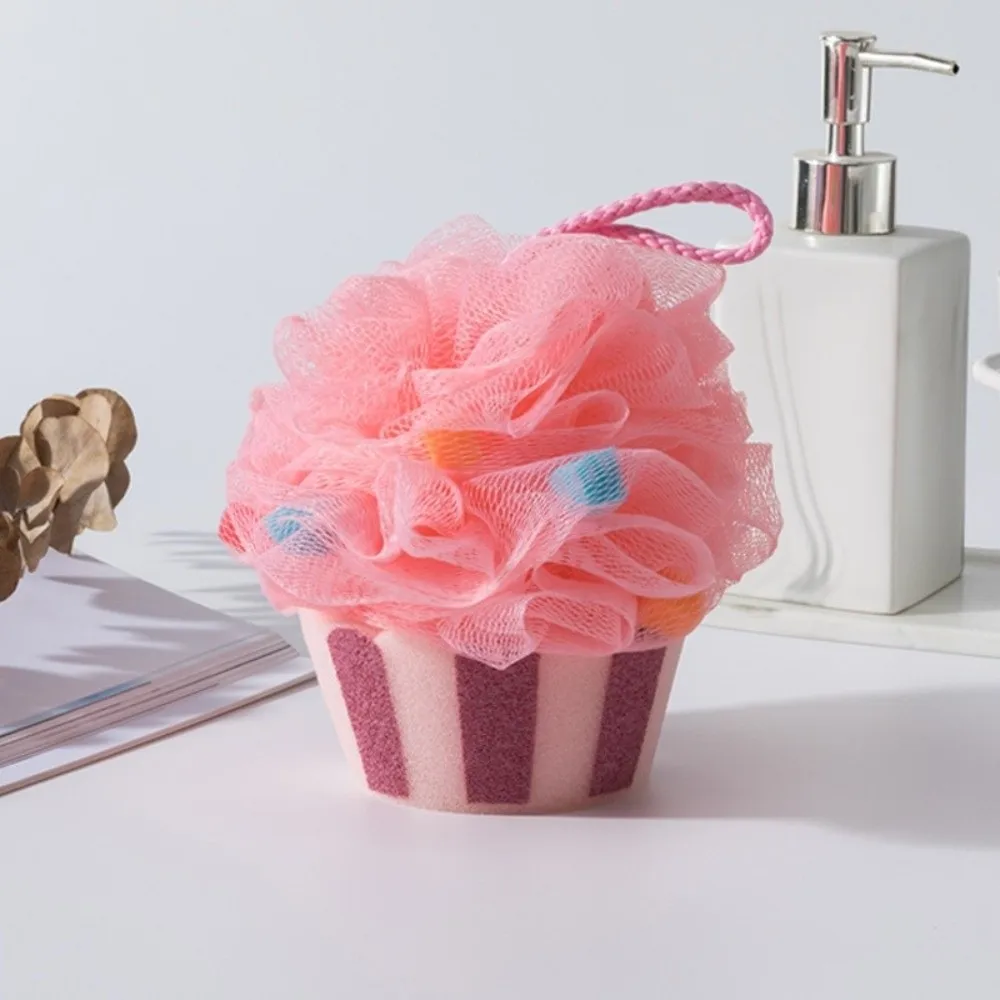 Cute Cartoon Shape Bath Bubble Ball Ice Cream Design Hanging Loop Foaming Sponge Simulation Cake Body Skin Cleaner Body Cleaning