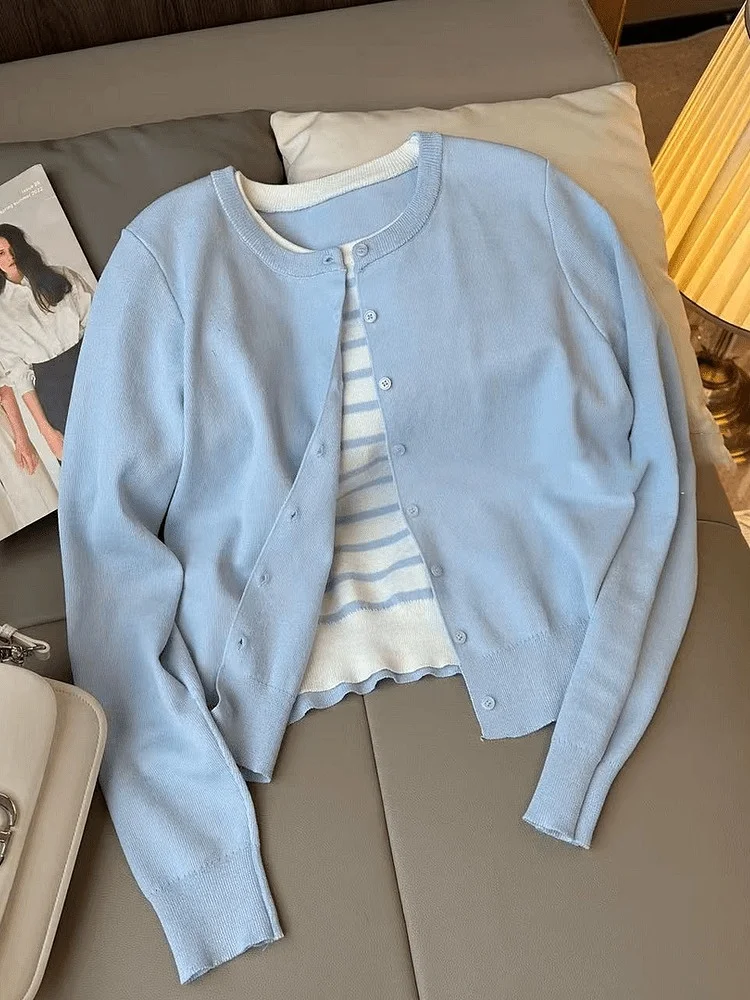 

Весна 2025: Женский мягкий вязаный кардиган с круглым вырезом, на одной пуговице, в корейском стиле, свободного кроя, с длинными рукавами, верхняя одежда