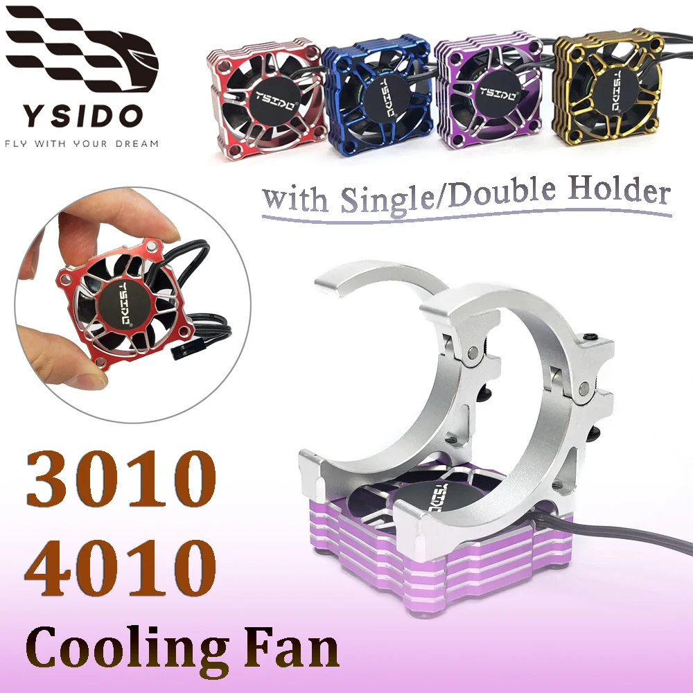 YSIDO RC Motor Cooling Fan 3010 4010 High RPM Dissipation Fan with Holder for 1/12 1/10 1/8 Tamiya Traxxas HSP Scx10 D90 RC Cars