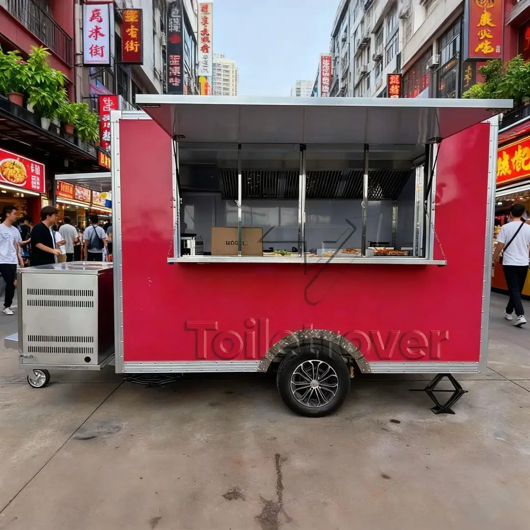 

Custom Square Outdoor Food Trailer, Portable Mobile Catering Cart for Camping and Fairs, Snack and Cold Drink Vending Cart