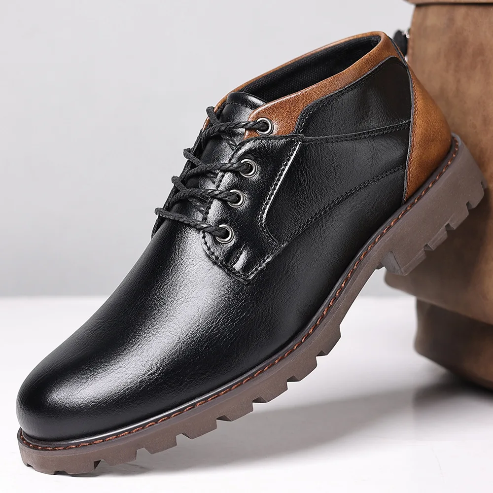 

Handmade Men Boots Autumn Winter Male Booties Outdoor Vintage Black Brown Boots Ankle Work Boots