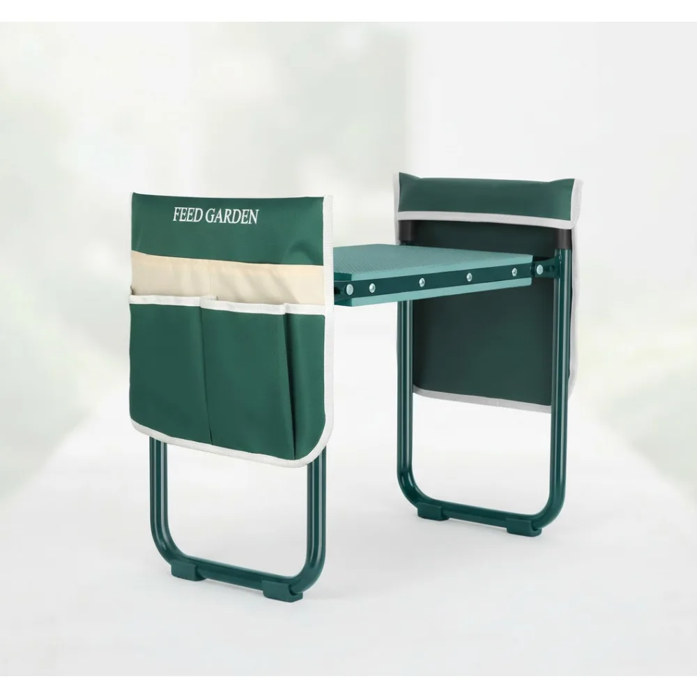 

Foldable Garden Kneeler & Seat with Wide Pad, Heavy Duty Stool with Tool Pouches, Gardening Gifts for Seniors Women Men