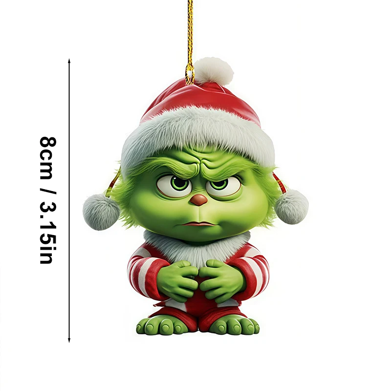 Creative Grinch Christmas Tree Decoration Green Hanging Ornament Cartoon Pendants Craft Holiday Thanksgiving Home Party Birthday
