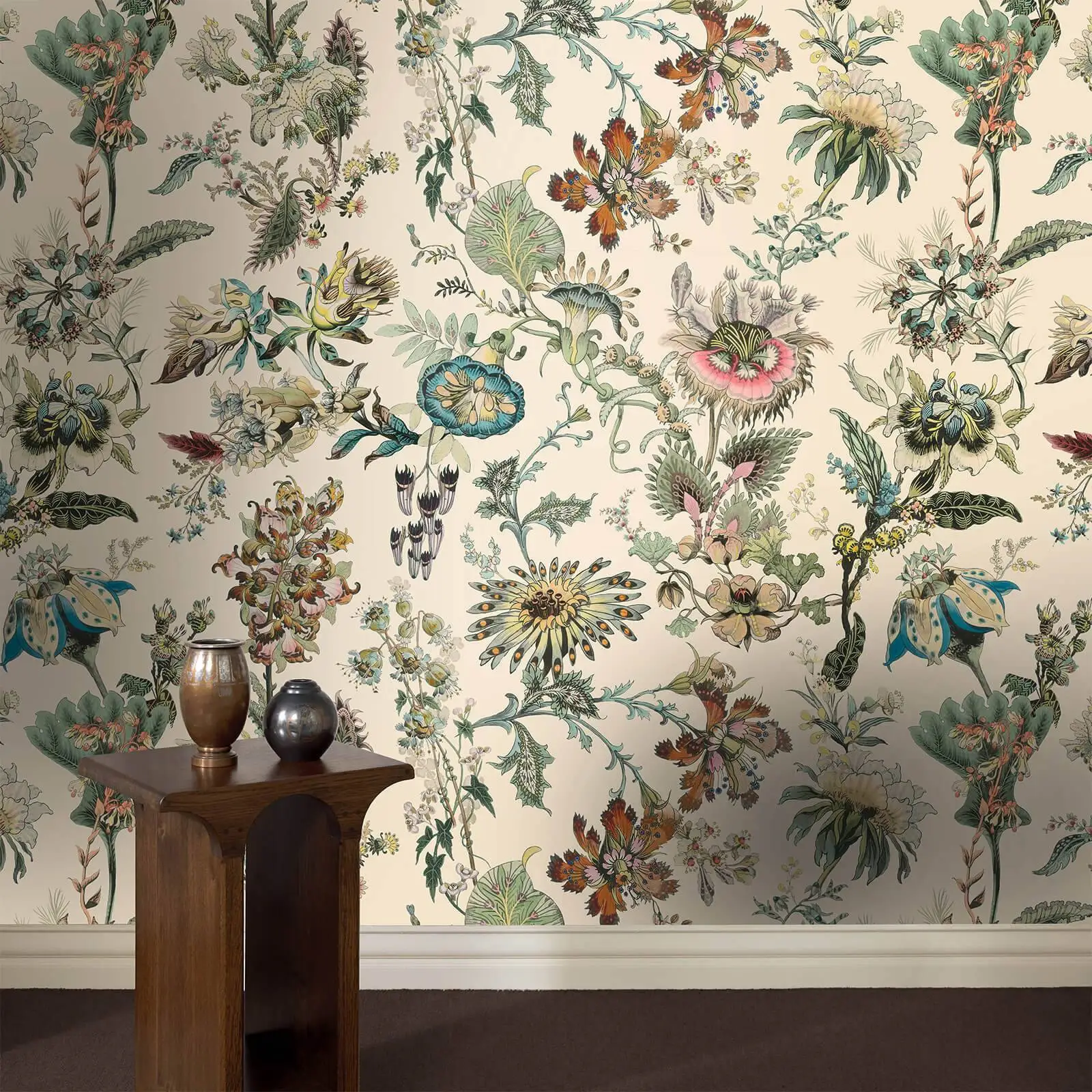 Customized wallpaper European tropical plant flowers wallpaper home decoration pink yellow green cream flowers leaves 3d murals