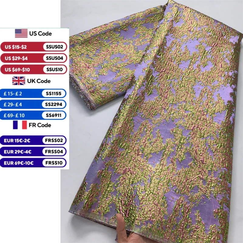 

Brocade Lace Fabric African Jacquard Fabric Lace High Quality Nigerian Gilded Fabric for Women Sewing Party Dresses,2.5yards4115