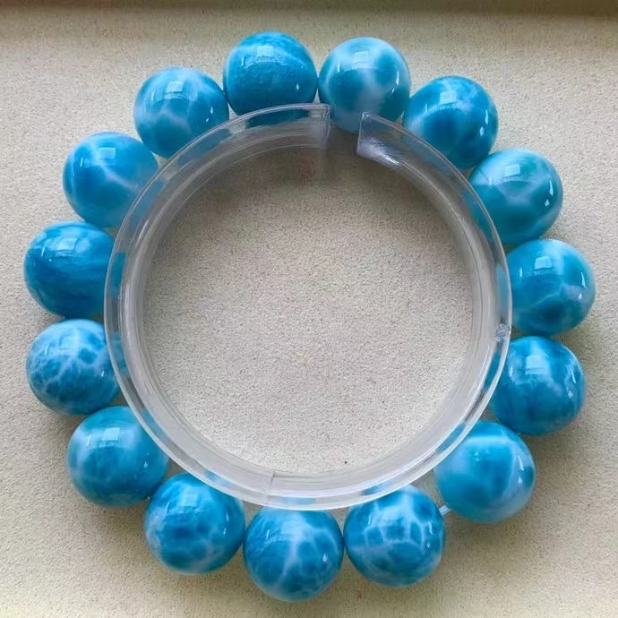 

Natural Blue Larimar Gemstone Round Beads Bracelet 15mm Women Men Dark Blue Larimar Beads Bracelet AAAAAA