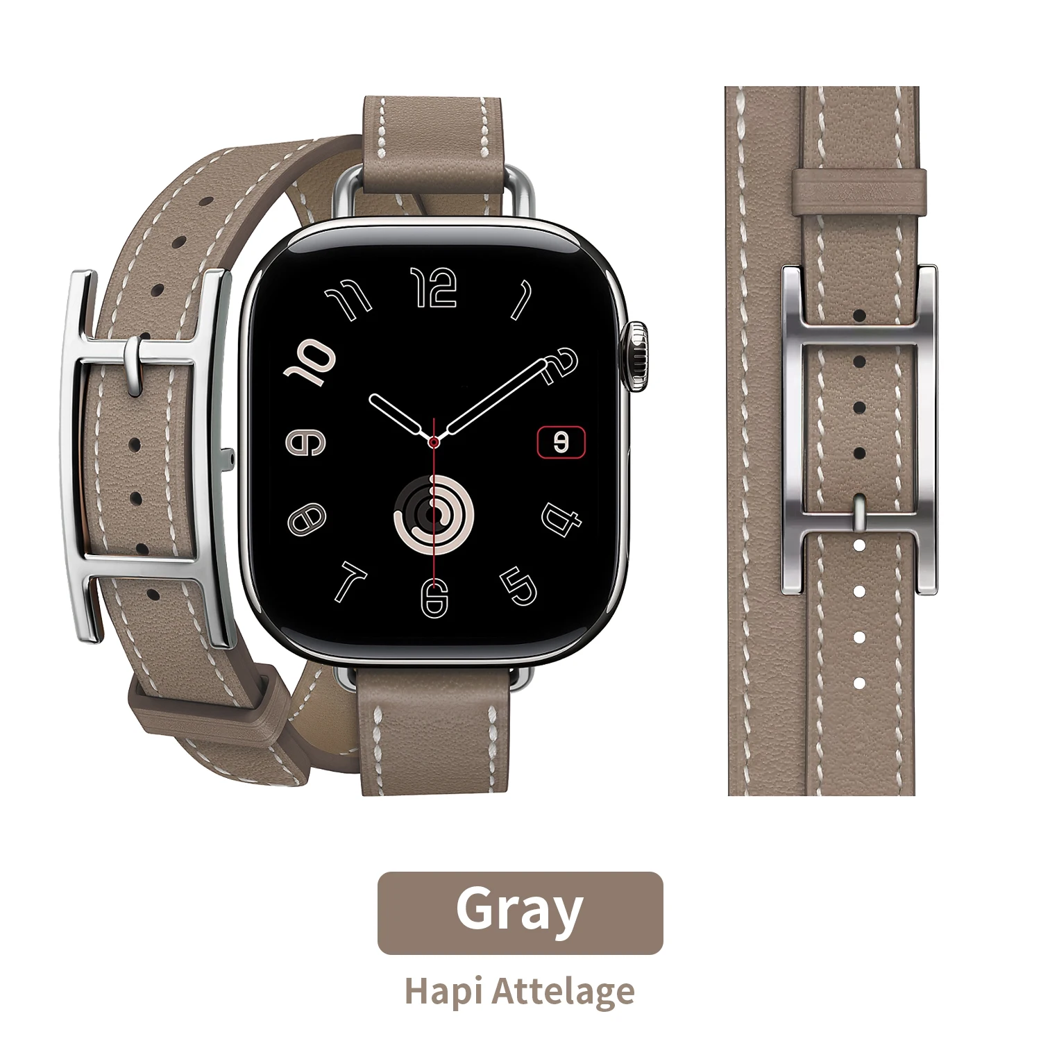 2025 New High Quality Soft Double Tour Cowhide Leather Strap for Iwatch Ultra3 2 Apple Watch Series 11 10 9 8 7 6 5 Se 3