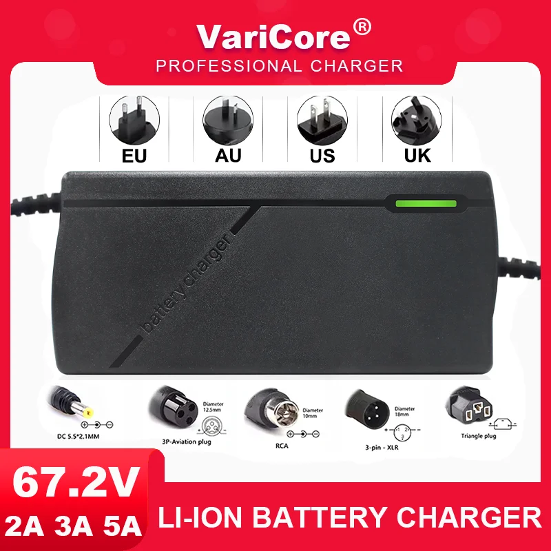 

67.2V 2A Li-ion Battery Charger 16S 60V Li-ion Battery Pack intelligent Protection Output Port DC/Aviation/RCA/XLR/Triangle plug