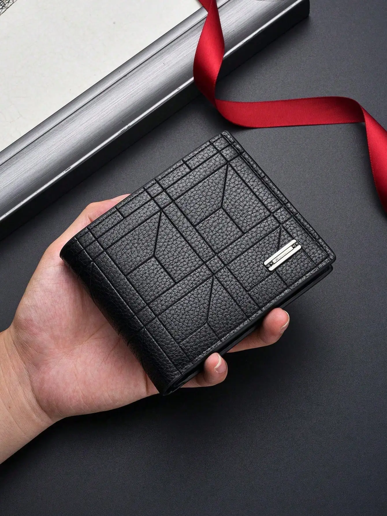

Men's Short Wallet, Korean Style Ultra-Thin Bifold Wallet, Horizontal Card Holder