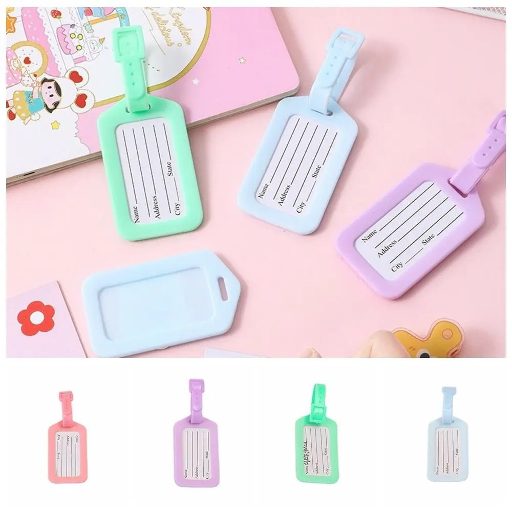 Macaron Color Name Luggage Tag Solid Color Luggage Shape Airplane Suitcase Tag Baggage Name Tags Travel Accessories