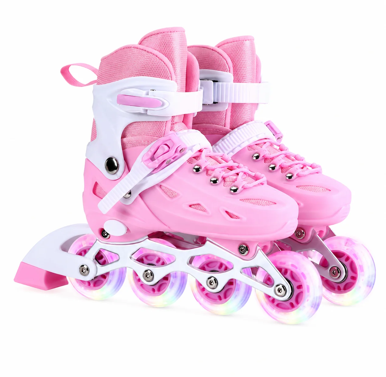 

Kids Adjustable Inline Skates Light Up PU Wheels Hard Shell Roller Skates for Girls Boys Outdoor Beginner Shoes Ankle Support