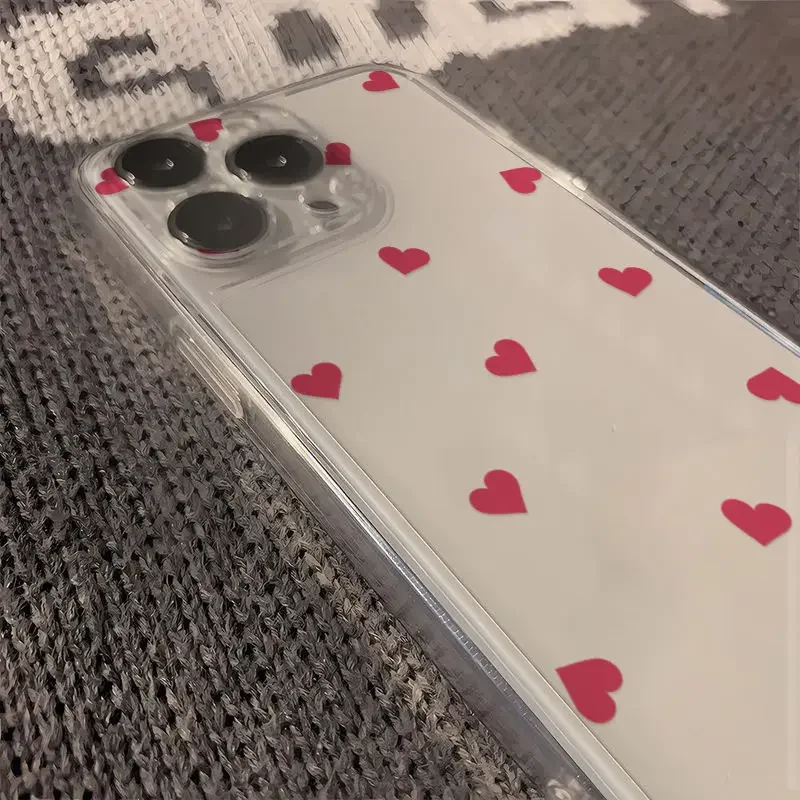 Etui na telefon Cute Red Little Heart do iPhone 16 15 14 13 12 11 Pro Max Mini X XS XR SE 7 8 Plus Transparent Non-Slip Cover Fundas