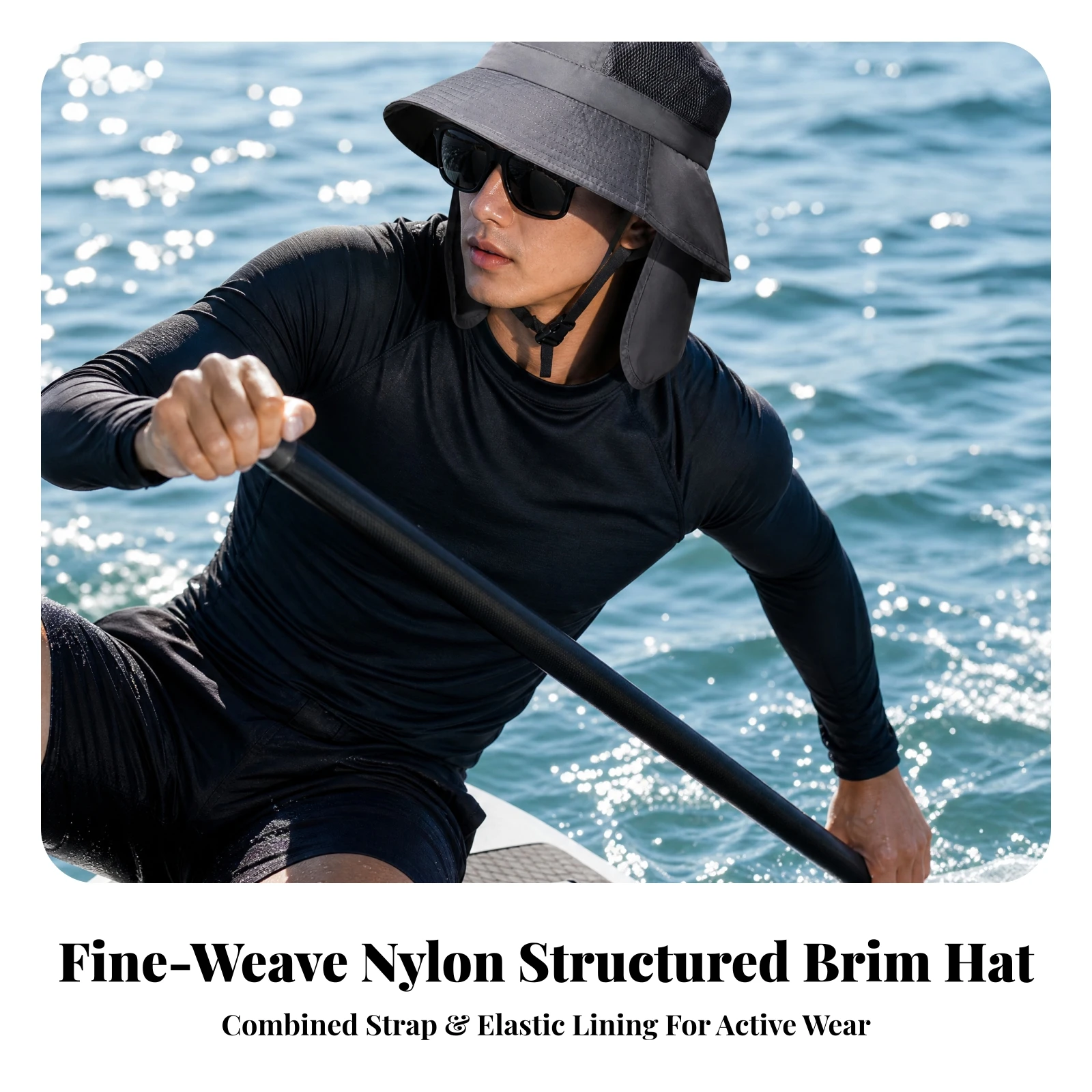 Paddleboarding Sun Hat Lightweight Bucket Sun Hat with Neck Flap Foldable Packable for Beach, Boating