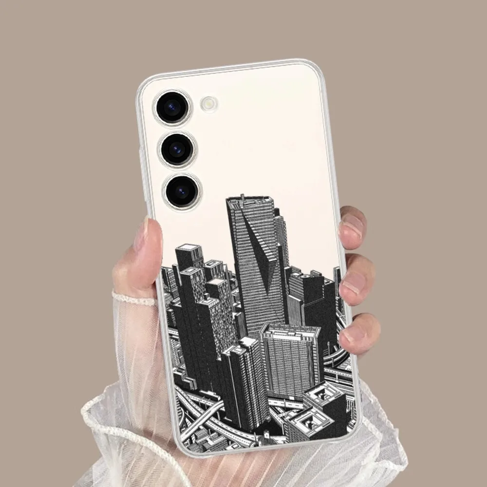 Black Lines Architectural Painting Phone Case for Samsung Galaxy S8 8S G950F G950 A91 A80 A73 5G A72