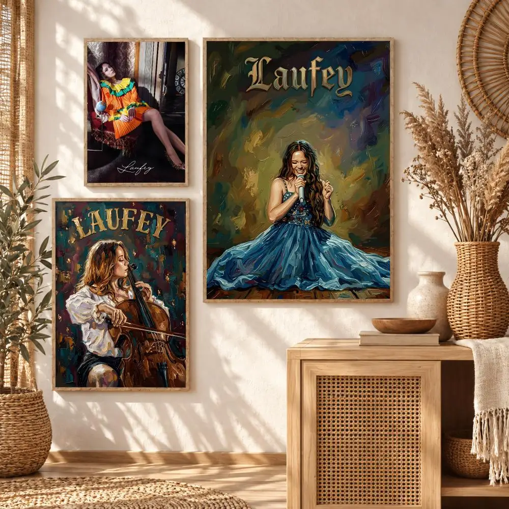 L-LaufeyES Singer Poster Stickers Self-Adhesive Mural Wall Art Decals for Bedroom Living Room Home Painting Decor Gift