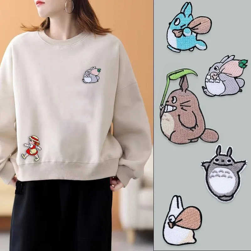 Mein Nachbar Totoro Niedlicher Selbstklebender Bestickter Aufnäher Cartoon-Applikation für Kleidung, Rucksack, Tasche, Notizbuch, DIY-Reparatur, Dekoration