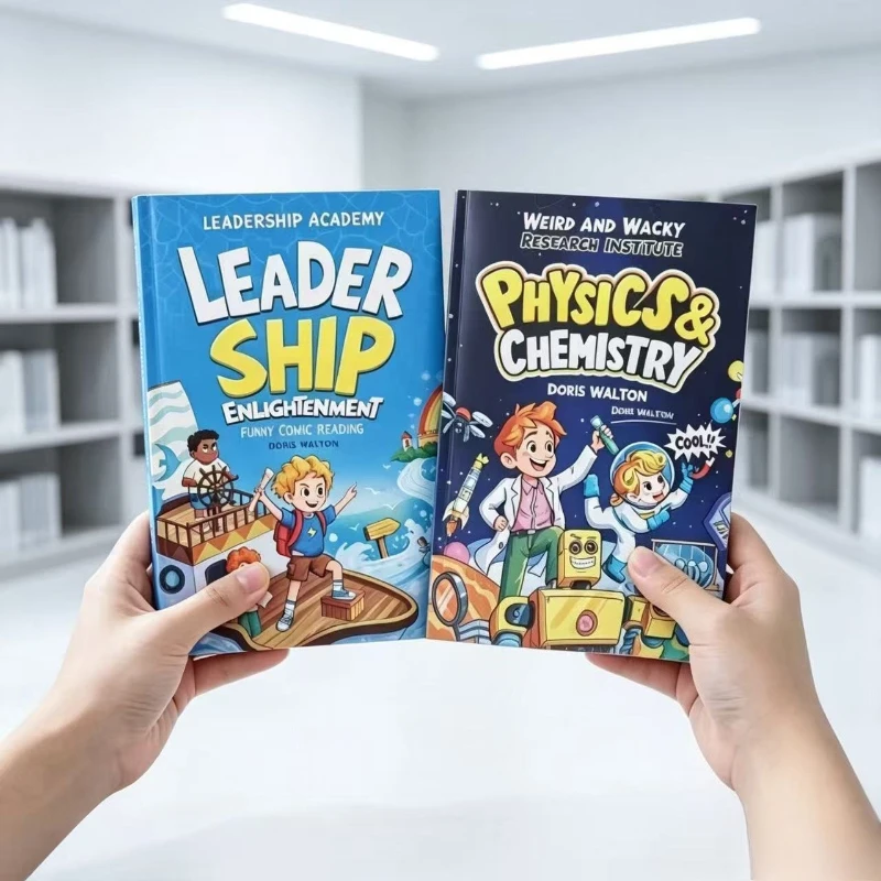 2Pcs Children's Educational Comic Book Leadership Physical Chemistry English Story Book Children's Learning Gift 8-12 Years Old.