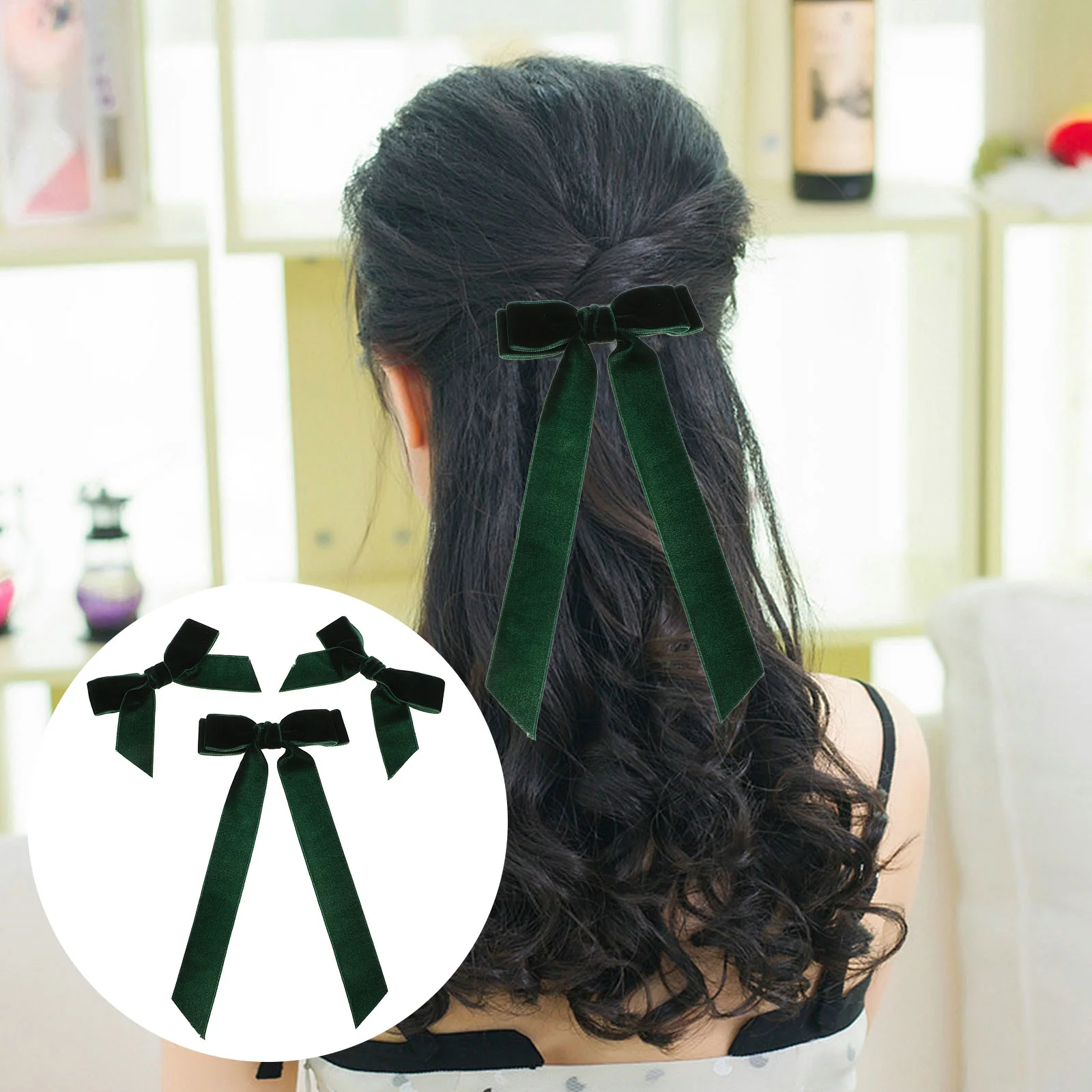 

3 Pcs Fashionable and Versatile Bow Hairpin Toddler Clip for Girls Velvet Fabric Claw Clips