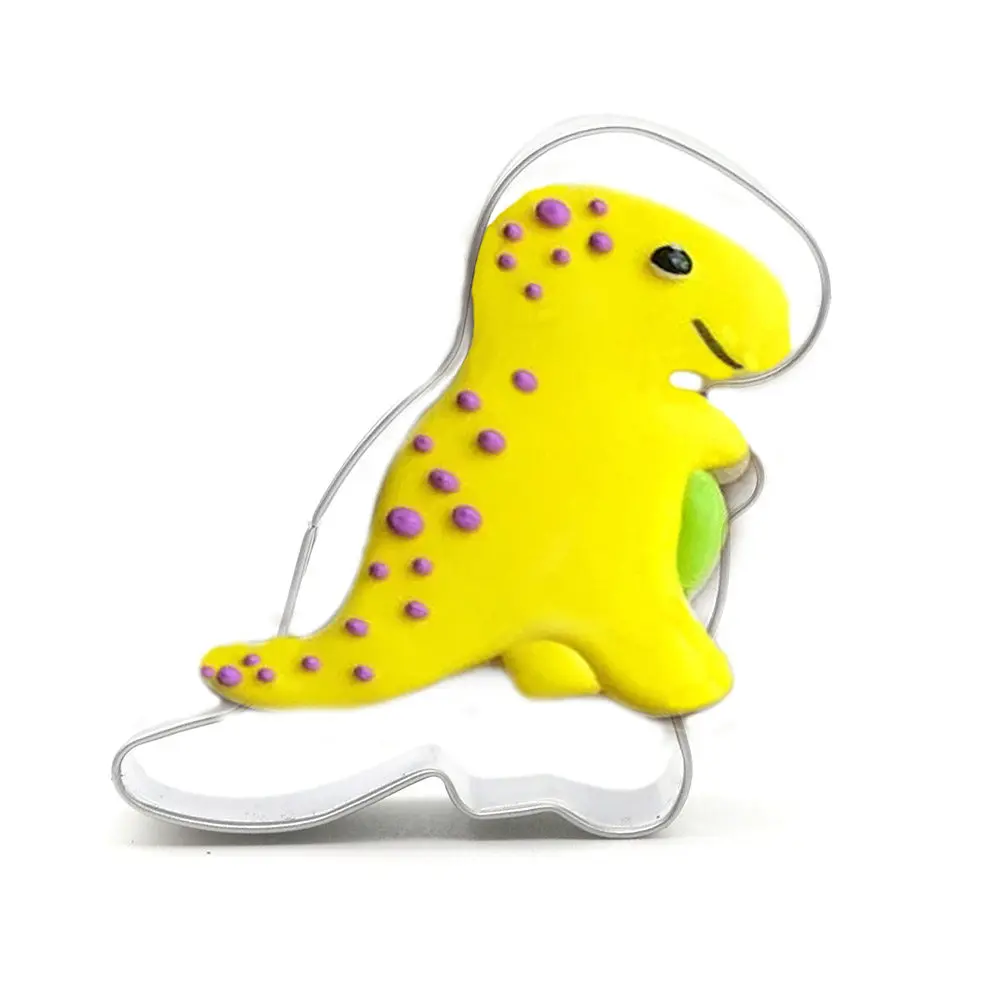 Juego de 5 Cortadores de Galletas de Acero Inoxidable con Forma de Dinosaurio, Molde para Hornear Pasteles, Chocolates y Galletas para Fiestas