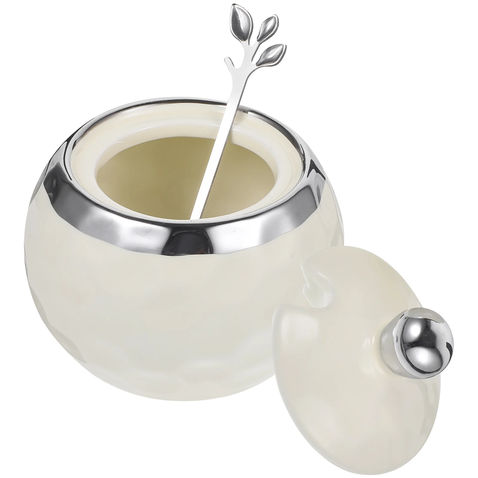 

Ceramic Seasoning Jar Salt Sugar Chili Holder Lid Spoon Kitchen Spice Container Multifunctional Storage Seasoning Jar