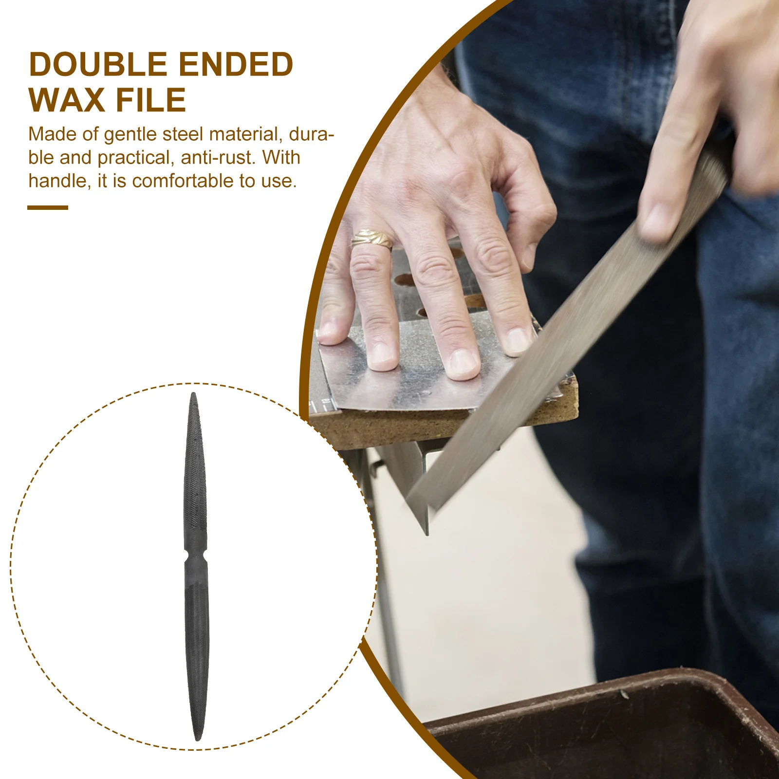 

Double Ended File Half Round Wax Filing Cutter Jewelry Carving Tool For Wax Modeling Resin Wood Polishing Grinding Crafting