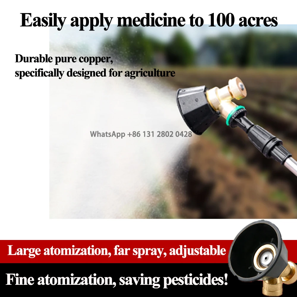 Adjustable Sprinkler Head Alloy Black Cyclone Nozzle, Agricultural Atomization for Garden Fruit Vegetable