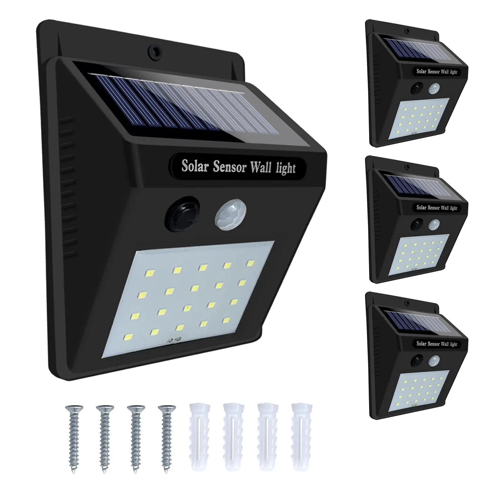 Imagem -02 - Outdoor Solar Powered Luzes Segurança Motion Sensor Luz Impermeável Exterior Parede Quintal Garagem 20led 4pack