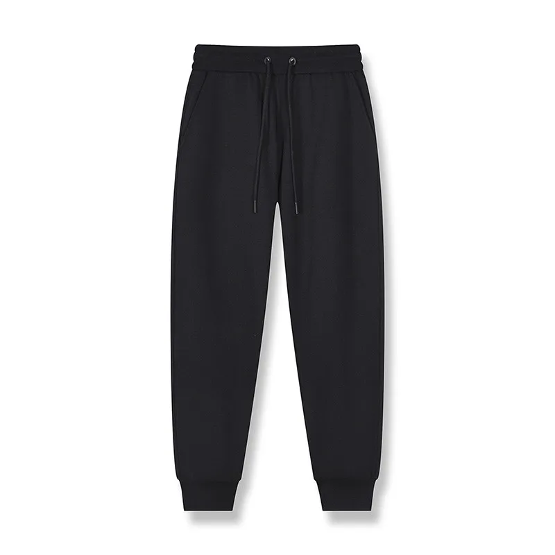 Men Drawstring Jogger Sweatpants Elastic Waist Solid Color Soft Loose Casual Tapered Trousers