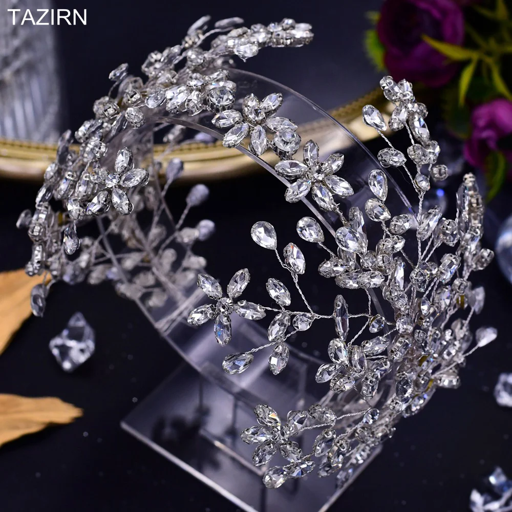 New Tiaras and Crowns for Women Wedding Headband Bridal Crystal Hair Accessories Headwear Princess Pageant Rhinestone Headpiece