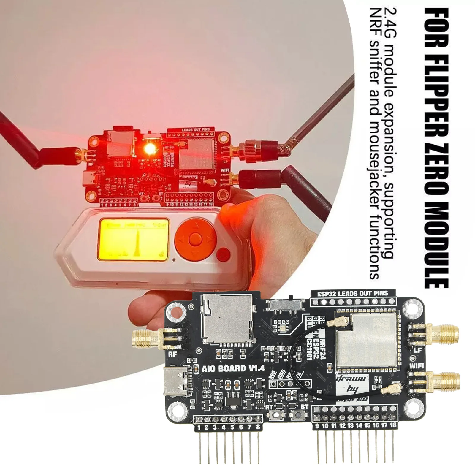 For Zero Flpper Zero WiFi 3in1 Multi Board NRF24+ESP32+CC1101Expansion   FL 0 Programming  Modification Development Module Geek