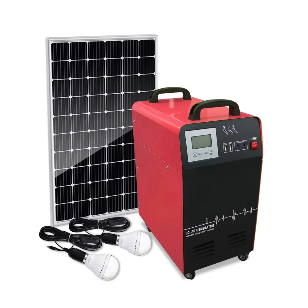 Outdoor Solar Generator 1KW All-in-One Portable Power Station with 400 Watts Solar Panel System DC 5.0 USB AC 220V 110V 2 Light