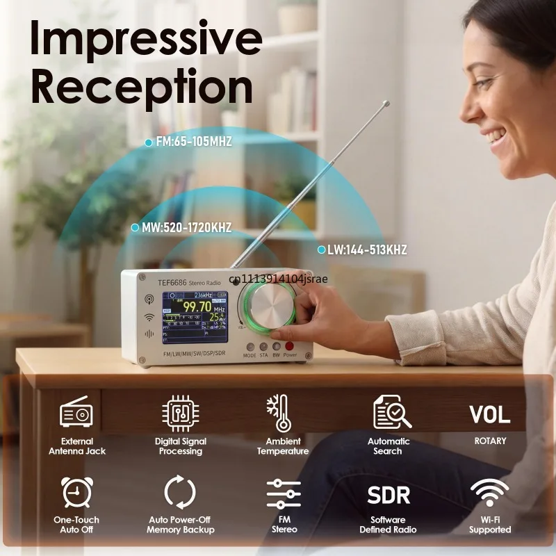 For TEF6686 Digital Full‑Band Radio Receiver High Sensitivity FM AM Shortwave Radio DSP Broadcast Receiver