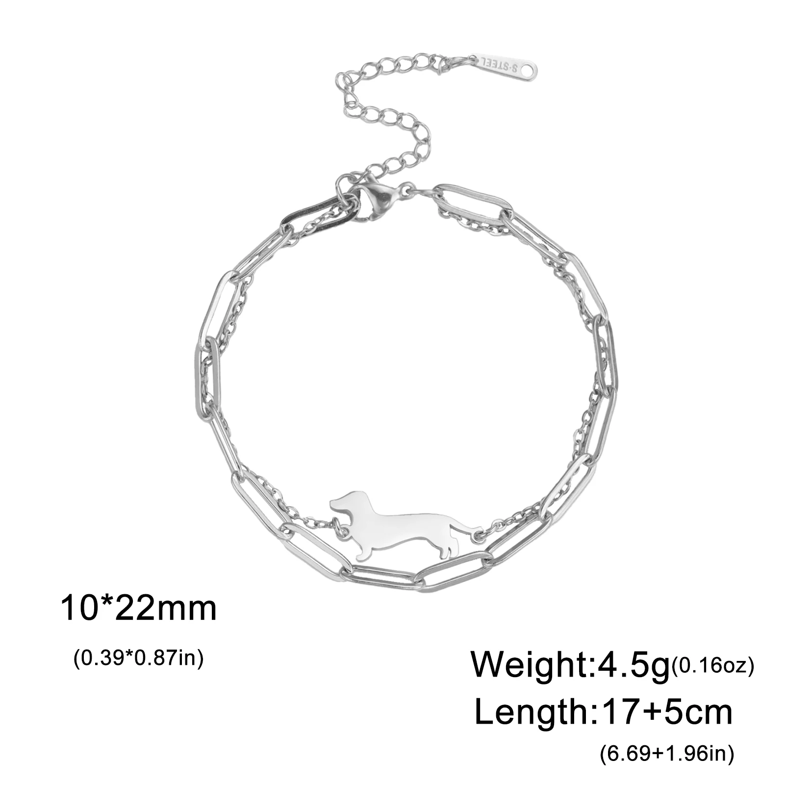Cute Dachshund Dog Stainless Steel Bracelet