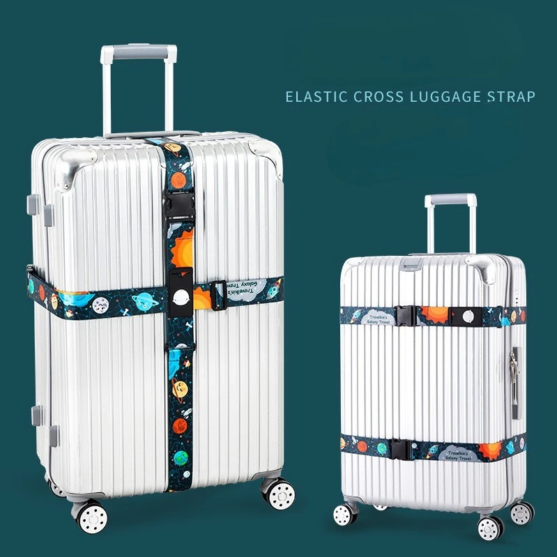 Sangle de valise croisée à motif coloré, sangle de bagage réglable, ceinture d'emballage pour bagages de 20 "à 32" pour un voyage sûr