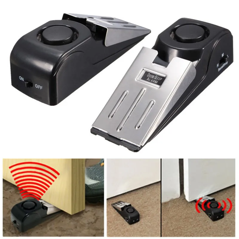 KERUI 125DB Anti-theft Burglar Stop System Security Home Alarm System Door Block Blocking Home Wedge Stopper Shaped Safety Stop