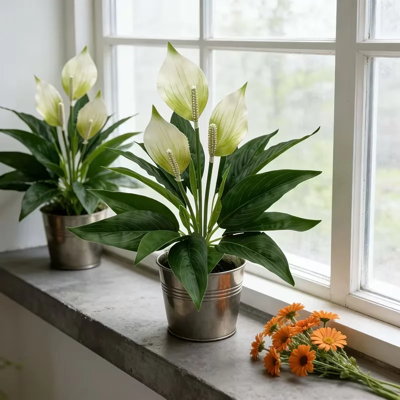 Künstliche Calla-Lilie für den Frühling - Grünes Blatt, weiße Palme, dekorative Pflanze für Innenräume, Hochzeiten und Feiertagsdekoration