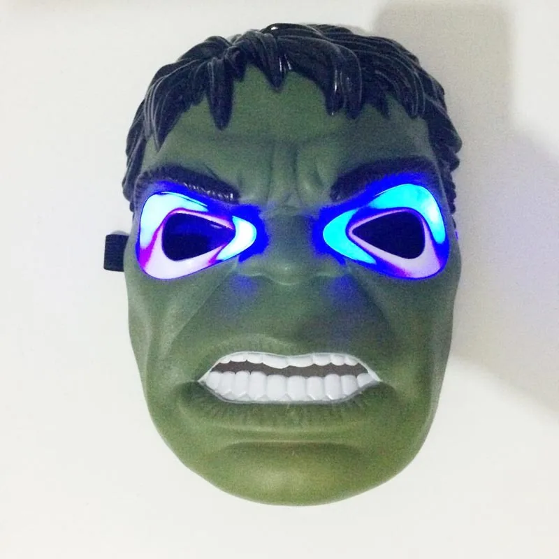 Maschera da supereroe Spiderman Hulk Pantera nera Iron Man Thor Maschera da gioco di Halloween con luce a led