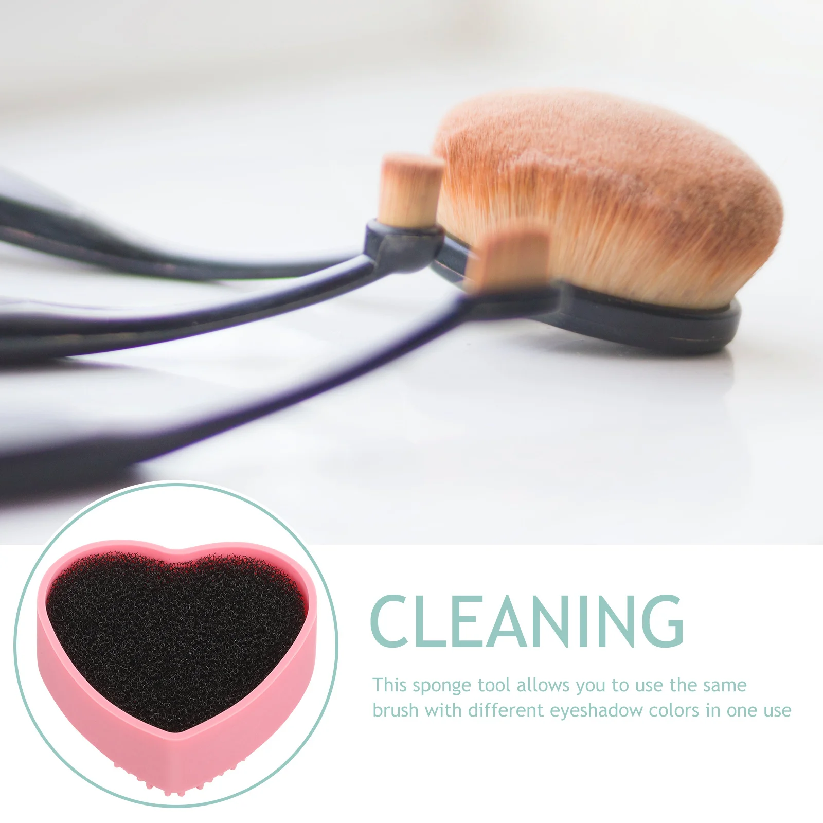 Tweeërlei gebruik Roze hartvormige make-upborstelreiniger Sponskist Draagbare oogschaduw Kleurverwijderaar Snelle schone borstelreinigingsdoos