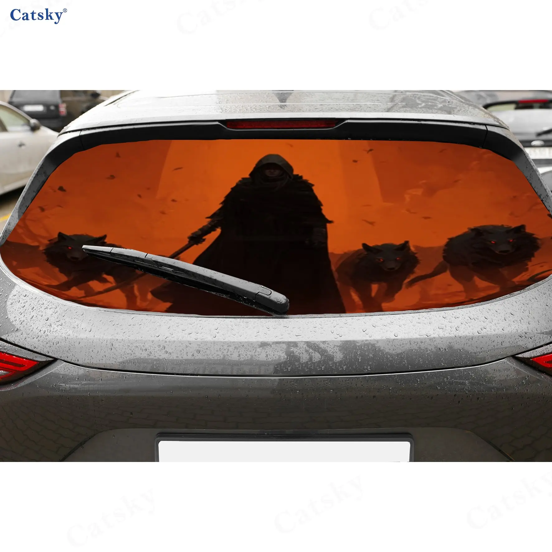 

Bloodrealm Wolf Lord PVC material self-adhesive waterproof car rear window sticker, easy to paste without falling off, waterproo
