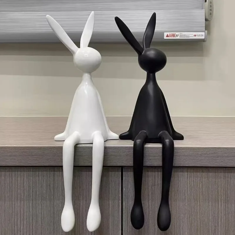 Light Luxury Highend Black Rabbit Sitting Ornament Living Room Entrance StudyRoom TVCabinet Wine Cabinet Background Wall Desktop