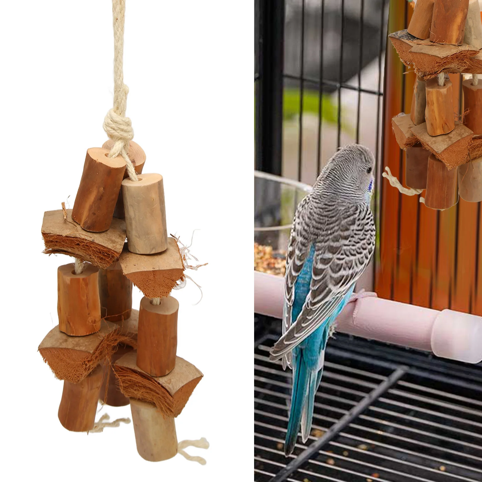 Bird Chewing Toys Logs Coconut Shell Beak And Claw Grinding Parrot Cage Toys For Conures Cockatiels Budgie Lovely Birds