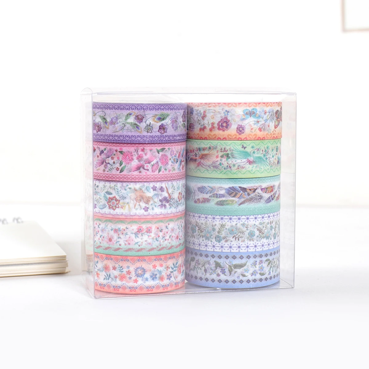 10 Rolls of Boxed Washi Tape Set, Creative Butterfly, Plant and Flower Patterns, Handmade DIY Handbook Decoration Tape