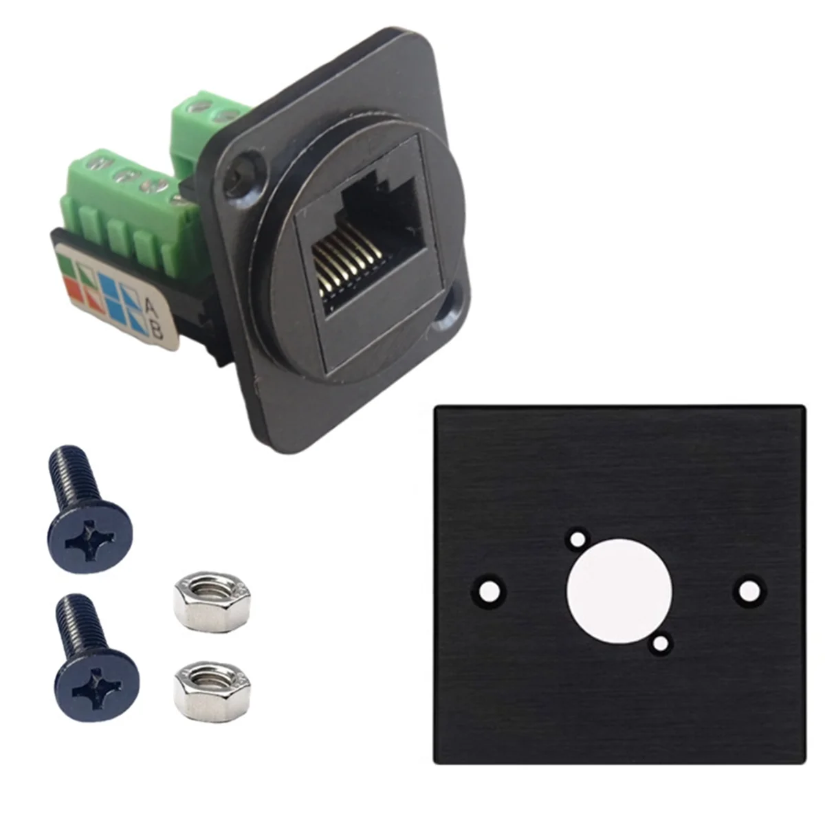 Modulo CABE-Computer Modulo di rete CAT5E Nero a forma di D RJ45 Super Categoria 5 Cablaggio Rete CAT5E 86 Pannello Modulo pannello rack 1U