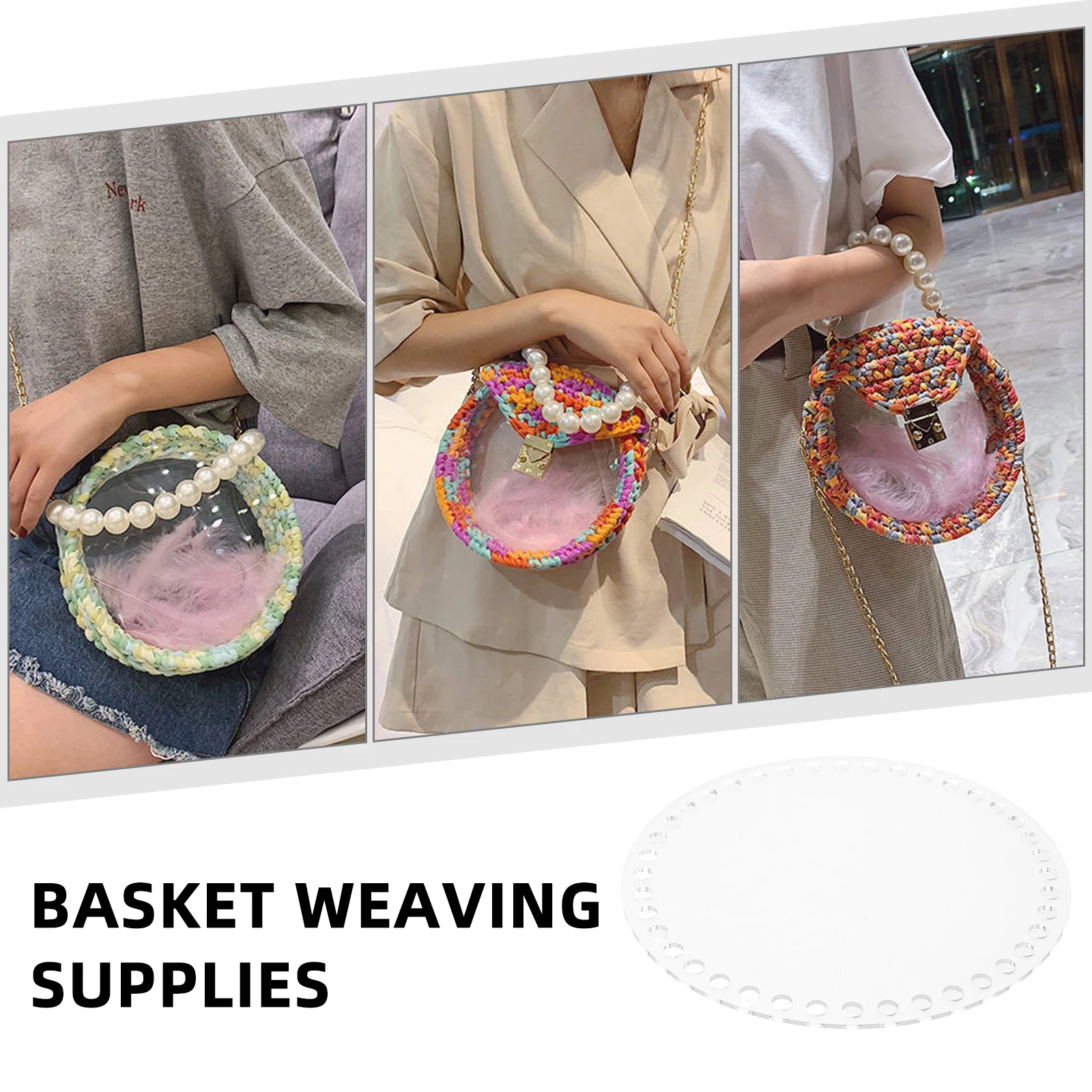 

5Pcs Acrylic Clear Board Thick Transparent Base for DIY Crafts Weaving Crochet Bags Basket Bottom Handcraft Supplies