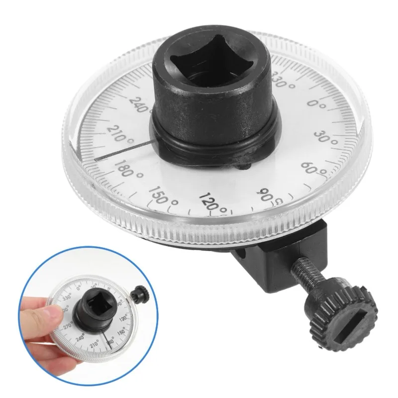 1/2" Drive Angle Gauge Adjustable Torque Angle Wrench 360° 1/2in Drive Rotation Checker Tester Measuring Tool Universal for Car