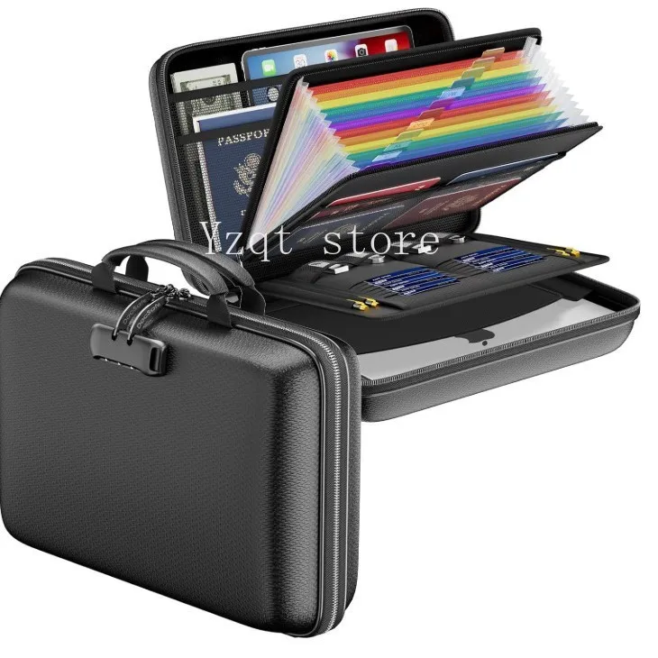Cross-border EVA hard shell fireproof organ bag, portable multi-layer large-capacity file storage bag, multi-function