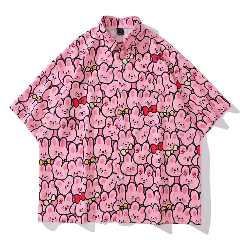 

Lovely Rabbit Full Printed Oversized Men Women Shirt Summer Holiday Beach Hawaiian Shirts Unisex Clothing