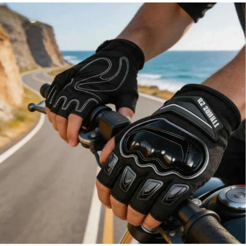 2026 NEW Racing Summer Half Finger Motorcycle Gloves Anti Fall Anti Slip Breathable Thin Riding Equipment for Men Women